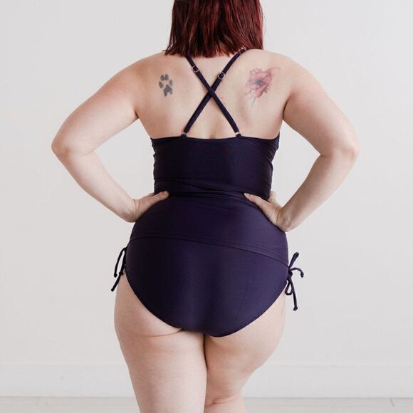 NWT PURPLE High Waist Ruched, Full Coverage Womens Swimsuit Bikini Bottom - Picture 4 of 17